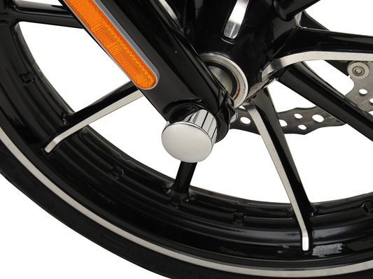 Drag Specialties Chrome Front Axle Nut Covers 2008-2023 Harley Touring Softail