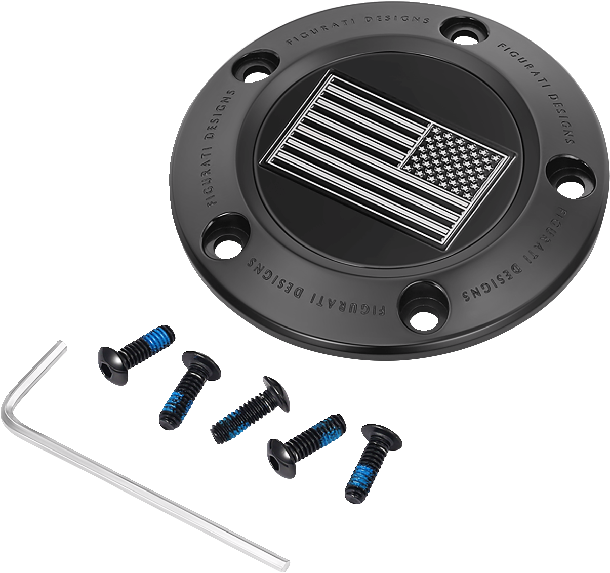 Figurati Designs B&W American Flag Black Timing Cover for 1999-2017 Harley