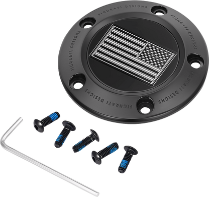 Figurati Designs B&W American Flag Black Timing Cover for 1999-2017 Harley