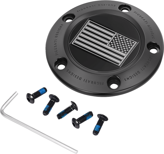 Figurati Designs B&W American Flag Black Timing Cover for 1999-2017 Harley