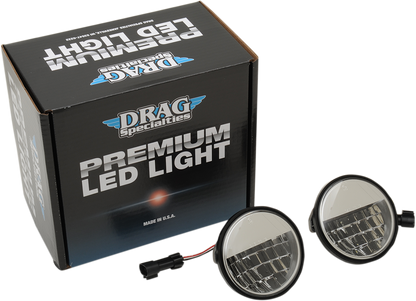 Drag Specialties Universal Chrome 4.5" LED Motorcycle Fog Passing Lights Harley
