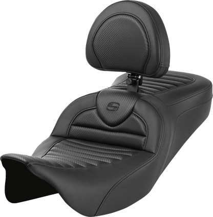 Saddlemen Roadsofa Carbon Tuck n Roll Gel Seat & Backrest 2008-25 Harley Touring