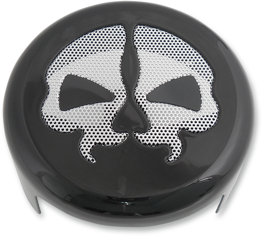 Drag Specialties Black Chrome Skull Horn Cover 2017-2024 Harley Softail Touring
