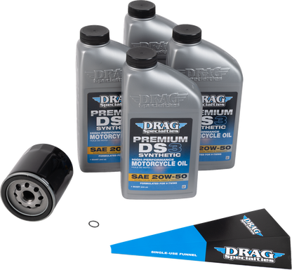 Drag Specialties Black 20W-50 Synthetic Motor Oil Change Kit for Harley Twin Cam