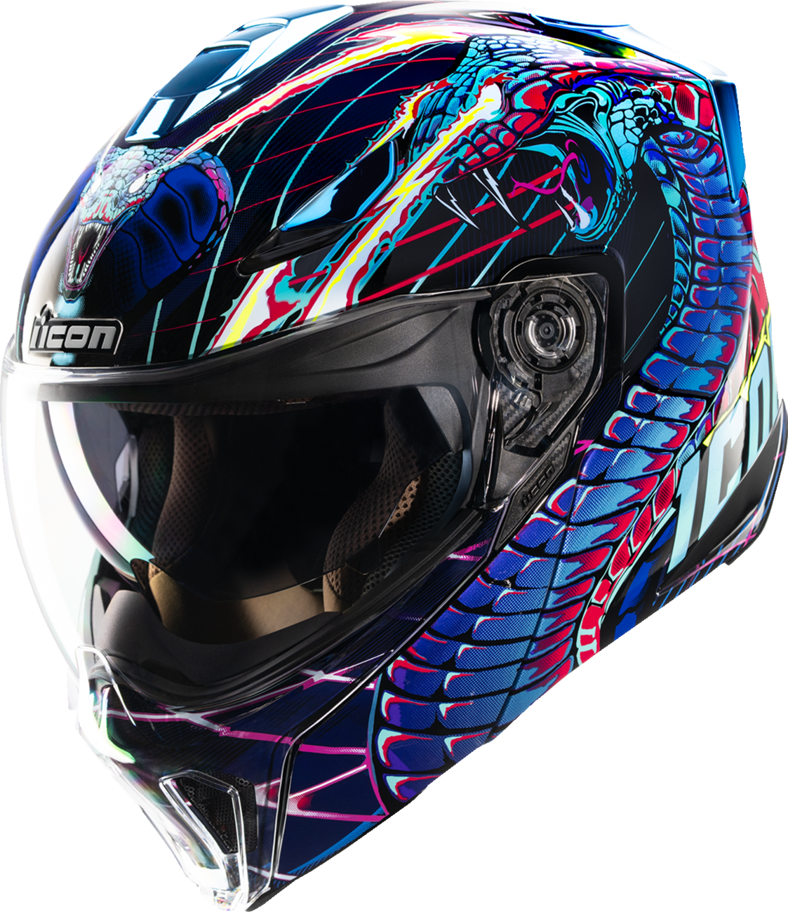 Icon Threshold Synthwave Lazer Cobra Modular Full Face Adult Motorcycle Helmet