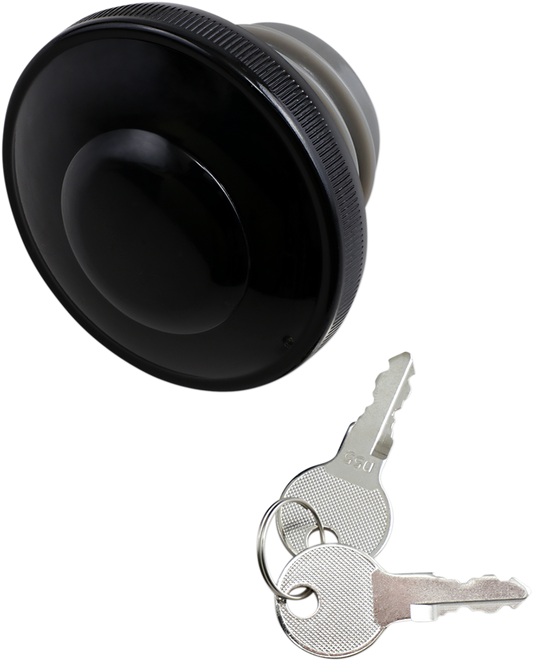 Drag Specialties Vented Black Screw in Locking Gas Cap for 96-24 Harley Big Twin
