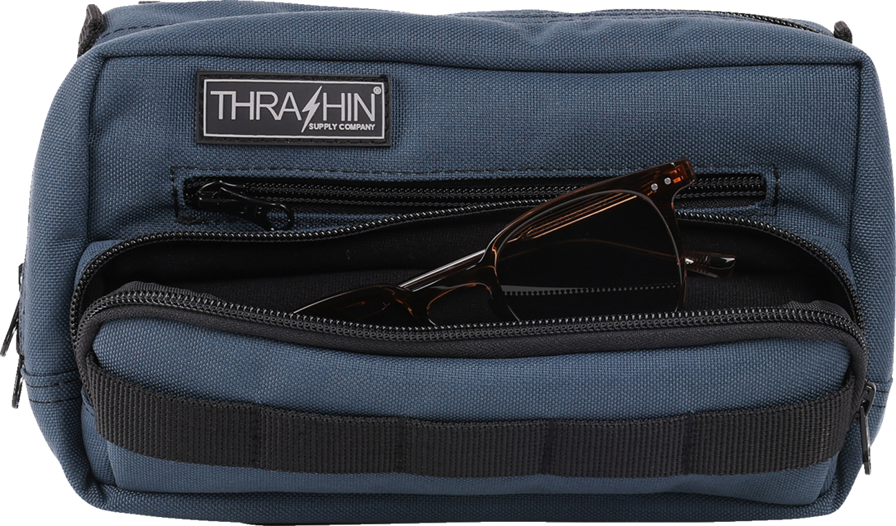 Thrashin Supply Blue Motorcycle Handlebar Storage Bag Plus for Harley THB-0026