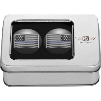 Figurati Designs Blue Line Flag Black Swingarm Covers for 1980-2025 Harley