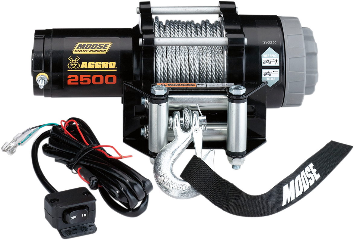 Moose Utility Black 2500 lb 50' Wire Rope Aggro UTV Offroad Winch