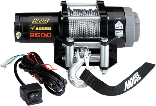 Moose Utility Black 2500 lb 50' Wire Rope Aggro UTV Offroad Winch