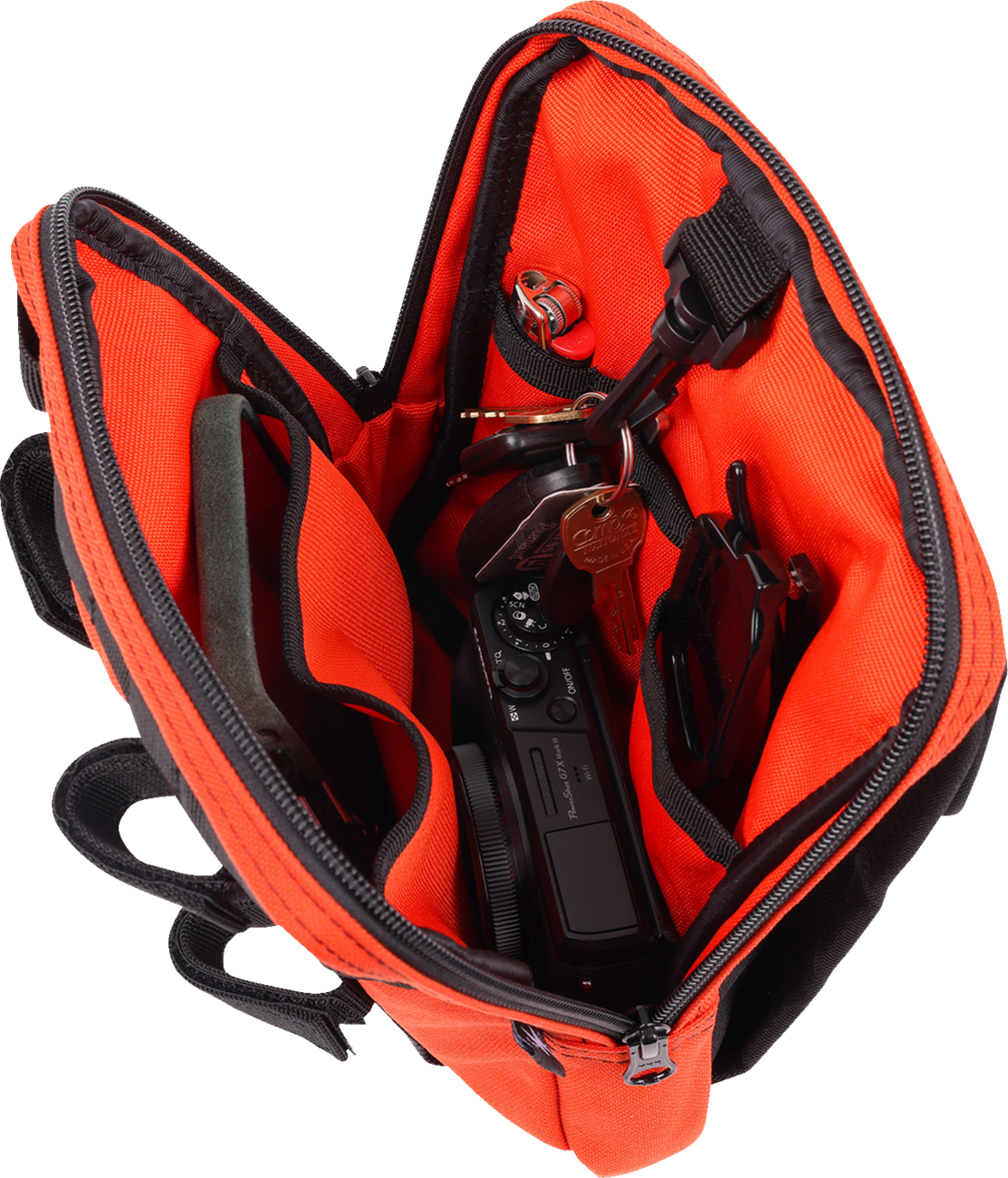 Thrashin Supply Orange Motorcycle Handlebar Storage Bag Slim for Harley THB-0035