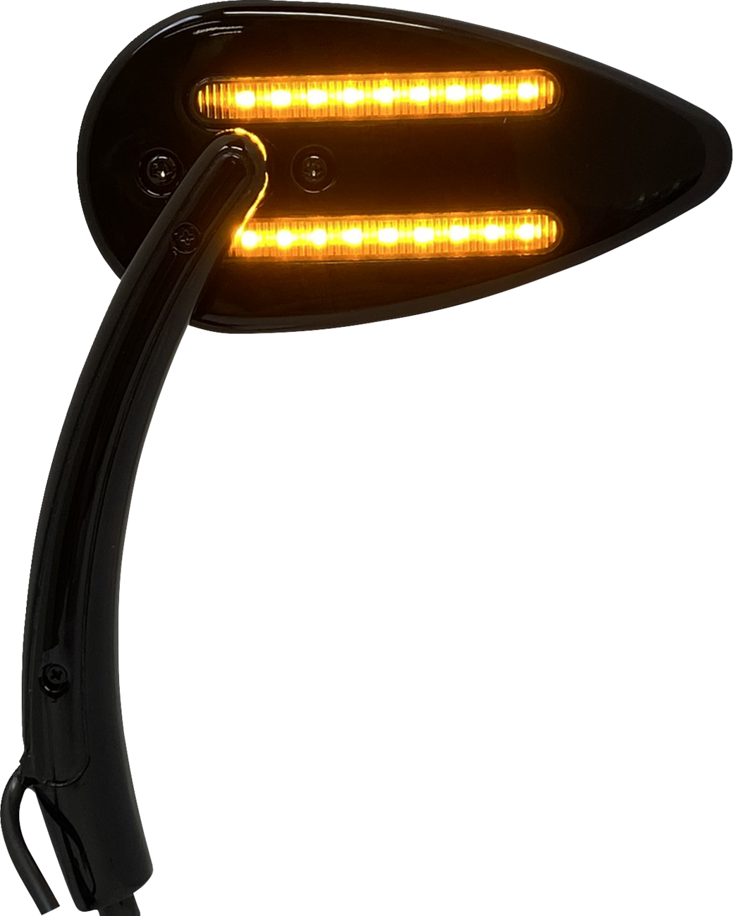 Custom Dynamics Black LED Run Turn Signal Teardrop Handlebar Mirrors for Harley