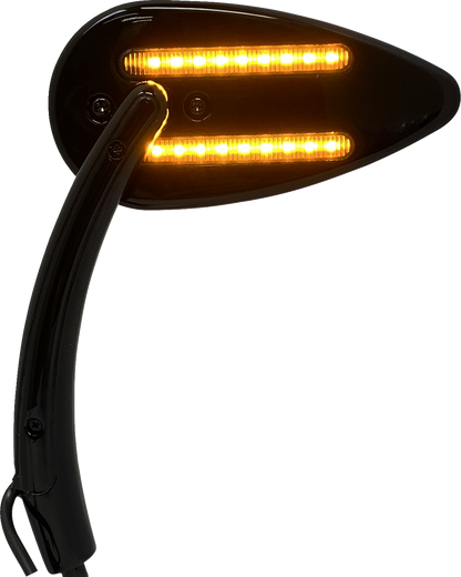 Custom Dynamics Black LED Run Turn Signal Teardrop Handlebar Mirrors for Harley