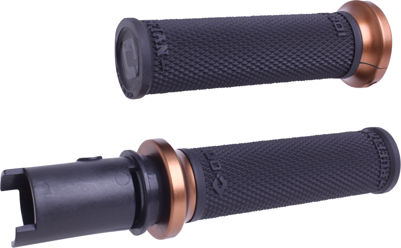 Odi Ruffian Lock-On Bronze Knurled Handlebar Grips 23-26 Harley Touring Softail