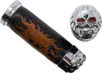 Drag Specialties Skull Hand Grips fits 1980-2022 Harley Touring Dyna Softail XL