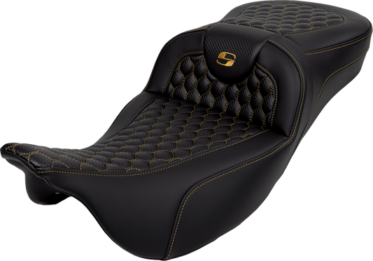 Saddlemen Roadsofa Gold Honeycomb Extended Gel Seat for 2008-2025 Harley Touring