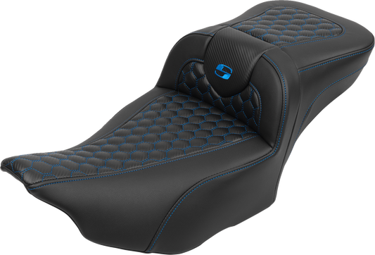 Saddlemen Roadsofa Blue Honeycomb Extended Gel Seat for 2023-2025 Harley Touring