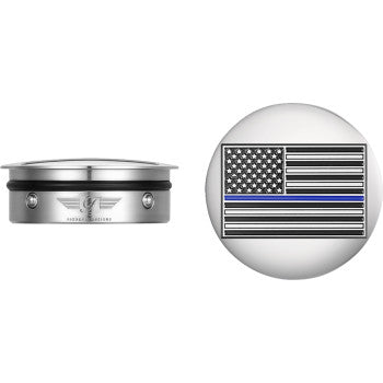 Figurati Designs Blue Line Flag Swingarm Covers for 1980-2025 Harley Davidson
