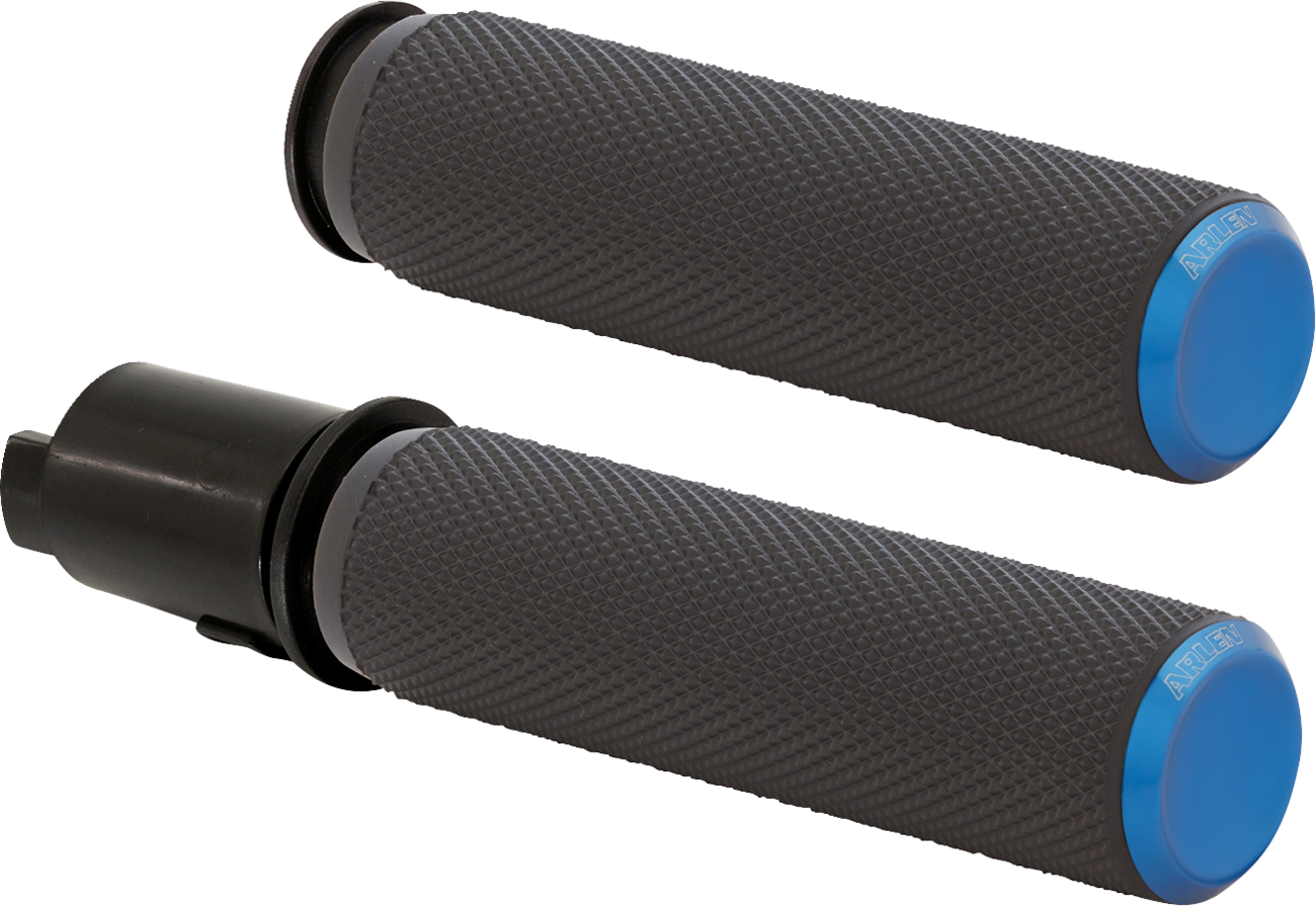 Arlen Ness Knurled Blue TBW Handlebar Hand Grips for 2023-2024 Harley Touring