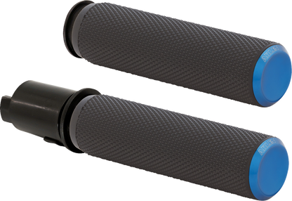 Arlen Ness Knurled Blue TBW Handlebar Hand Grips for 2023-2025 Harley Touring
