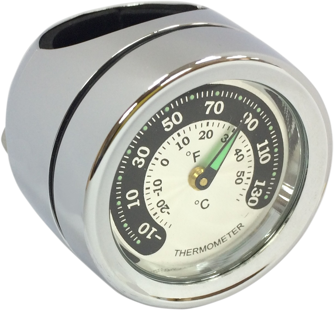 Drag Specialties Chrome 1.25" Handlebar Mount Thermometer Temp Gauge for Harley