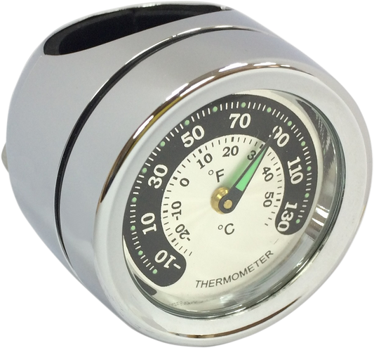 Drag Specialties Chrome 1.25" Handlebar Mount Thermometer Temp Gauge for Harley