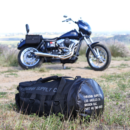 Thrashin Black Zipper Mission Sissybar Molle Webbing Duffle Bag for Harley