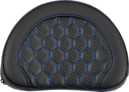 Saddlemen Contour Blue Carbon Honeycomb Stitch Sissy Bar Backrest Pad for Harley