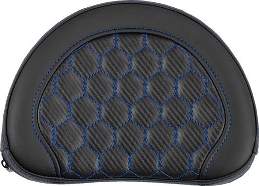 Saddlemen Contour Blue Carbon Honeycomb Stitch Sissy Bar Backrest Pad for Harley
