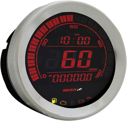 Koso Universal 4" Electronic Chrome LCD Digital Motorcycle Speedometer Gauge