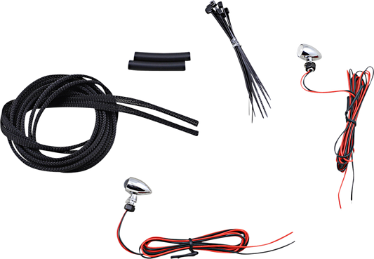 Custom Dynamics Chrome Red Micro Bullet LED Rear Motorcycle Turn Signals Harley