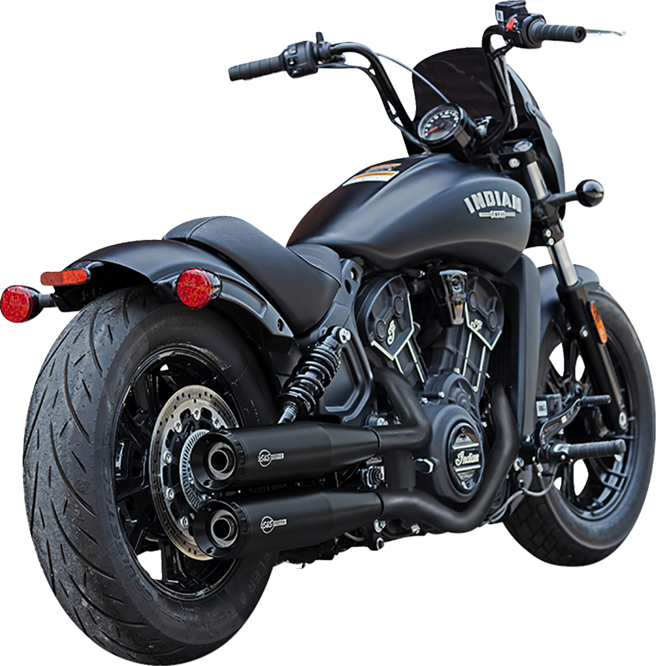 S&S Grand National Black Slip On Mufflers fits 2015-23 Indian Scout Bobber Sixty