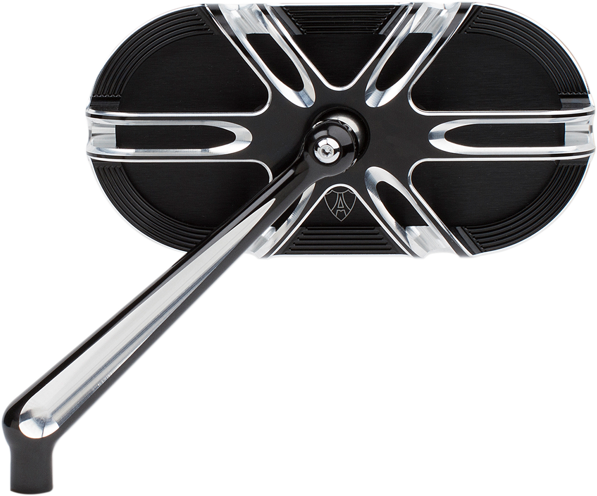 Arlen Ness Black Deep Cut Cage Series Left Side Screw in Motorcycle Mirror