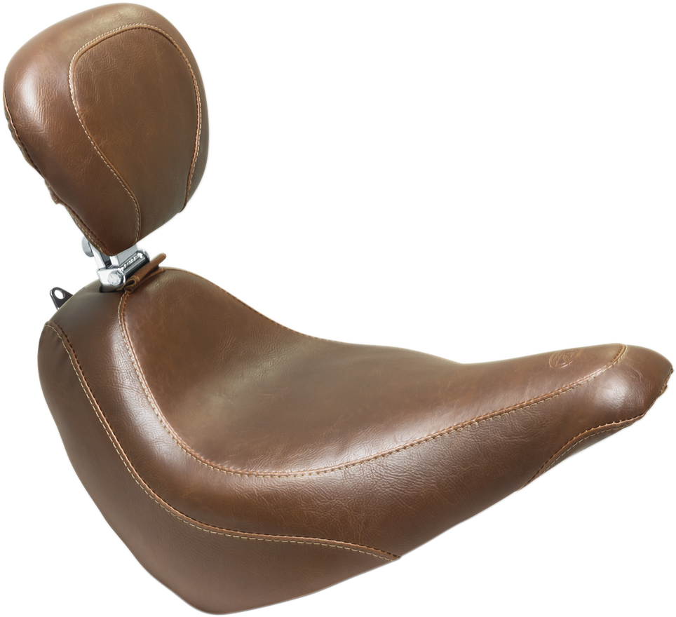 Mustang Tripper Brown Solo Seat & Backrest for 2018-21 Harley Softail Slim FLSL