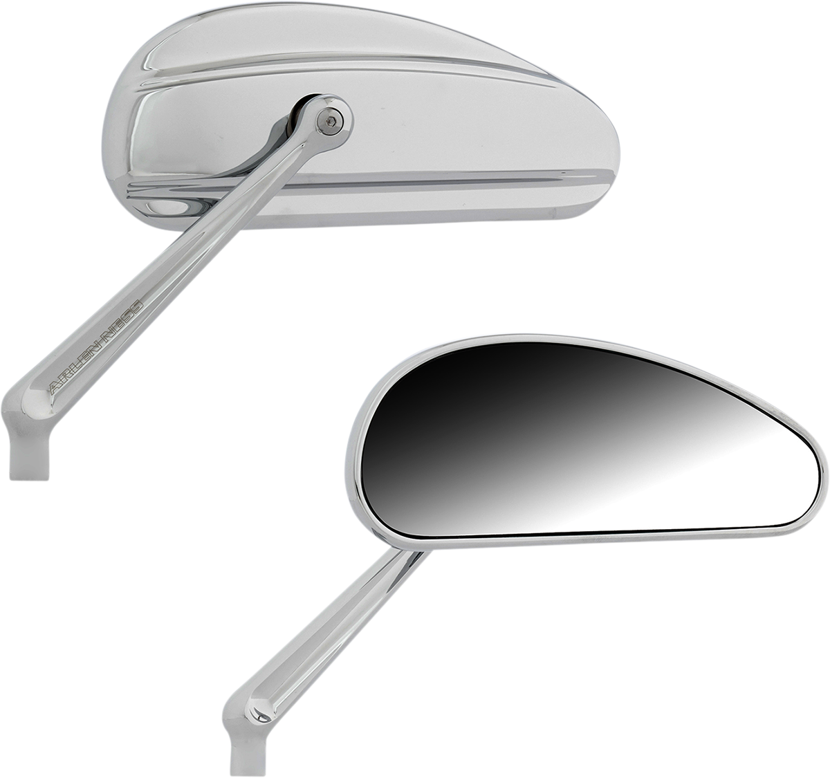 Arlen Ness Downdraft Chrome Smooth Forged Handlebar Motorcycle Mirror Set Harley