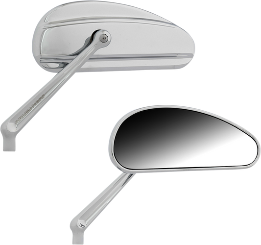 Arlen Ness Downdraft Chrome Smooth Forged Handlebar Motorcycle Mirror Set Harley