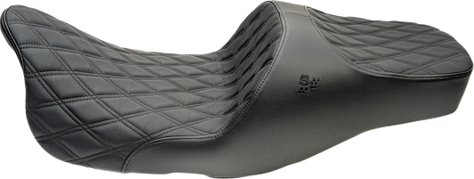Slyfox Chariot Black Diamond Stitch Seat fits 2009-2025 Harley Touring FLH FLT