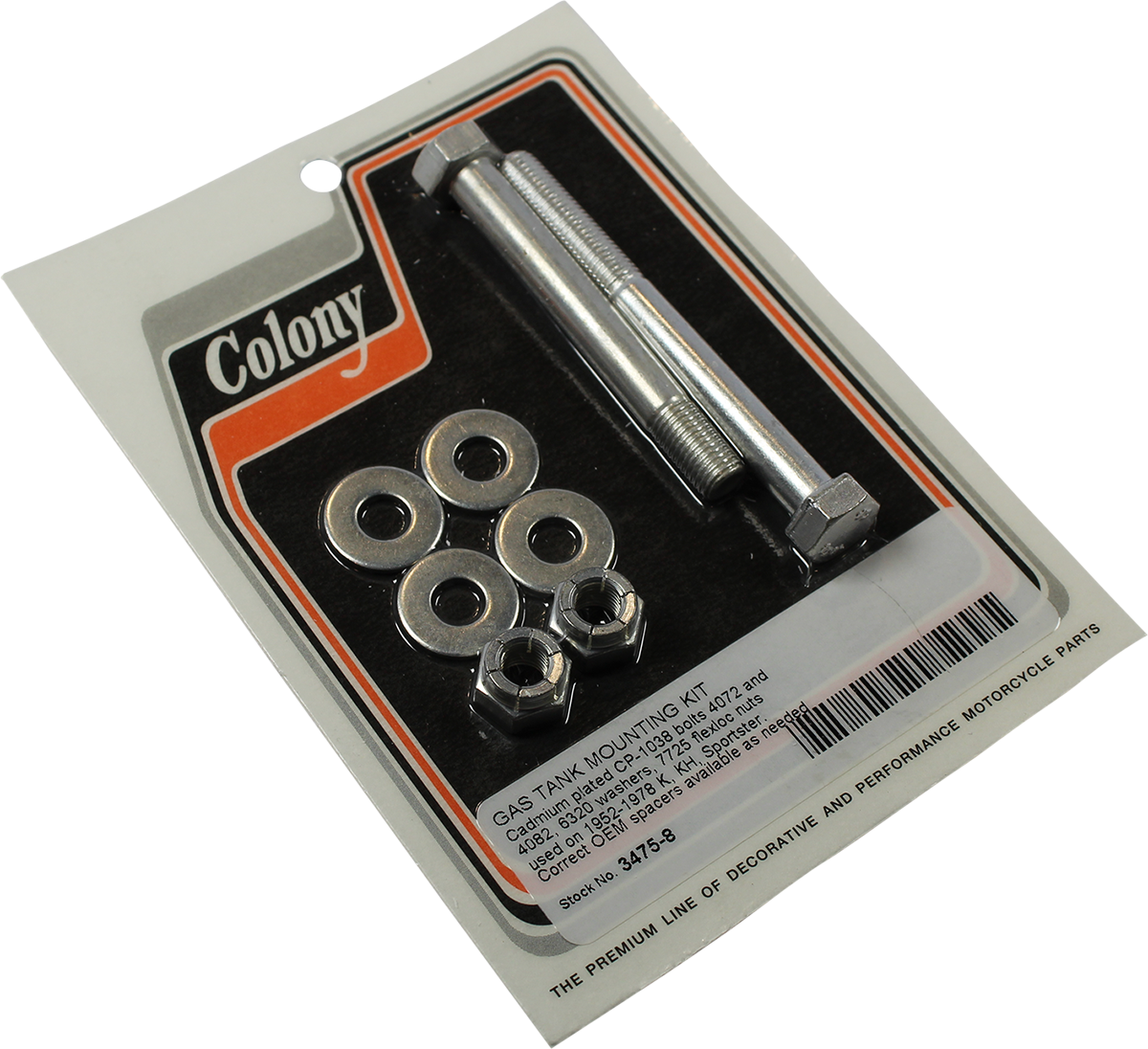 Colony 3475-8 Cadmium Gas Tank Mounting Hardware 52-78 Harley Sportster KH K XL