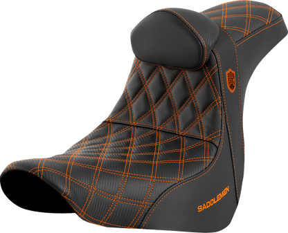 Saddlemen SDC Pro Series Orange Lattice Seat & Backrest 2018-26 Harley Low Rider