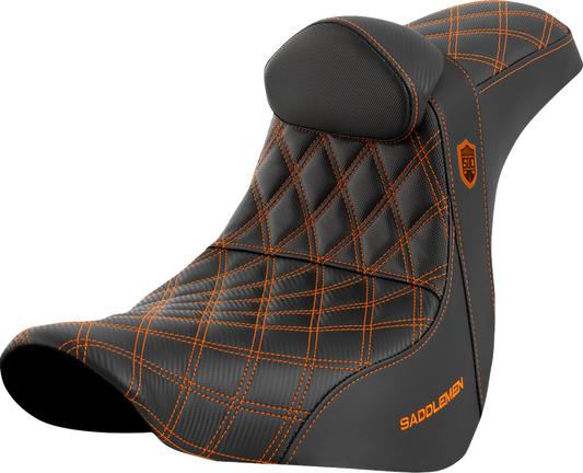 Saddlemen SDC Pro Series Orange Lattice Seat & Backrest 2018-25 Harley Low Rider