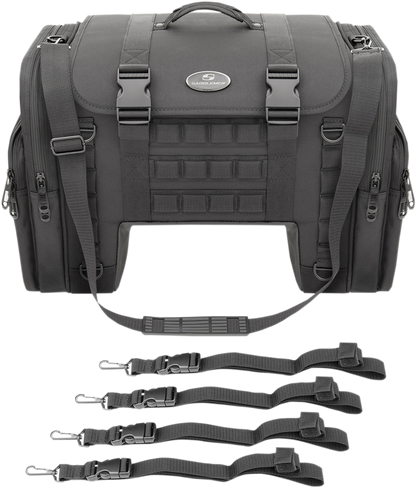 Saddlemen Black Textile Tactical Deluxe Cruiser Tail Bag for Harley Touring
