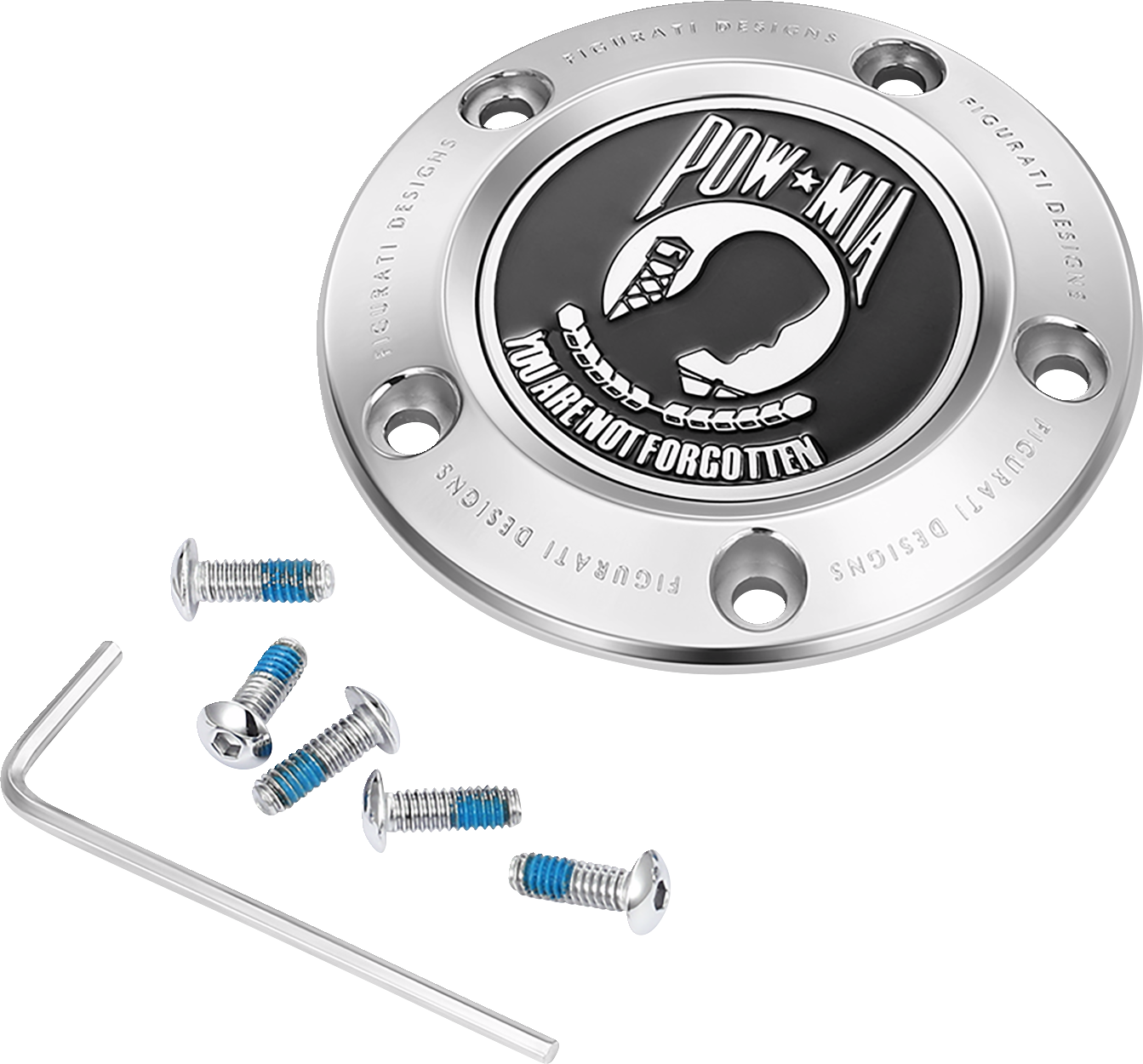 Figurati Designs POW-MIA Stainless Steel Timing Cover for 1999-2017 Harley