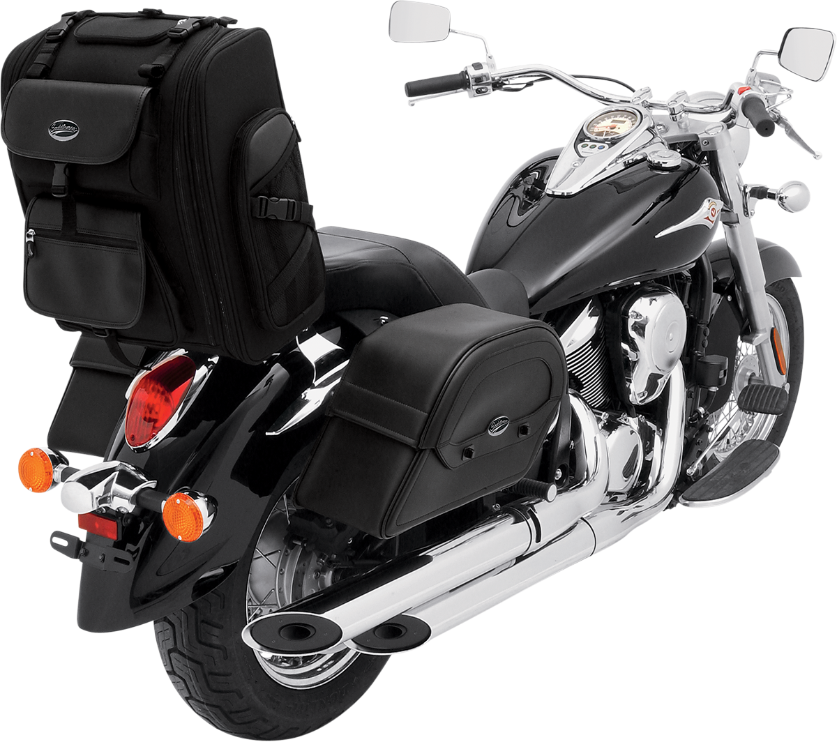 Saddlemen Universal Motorcycle Leather Zipper Sissy Backrest Bar Bag Harley