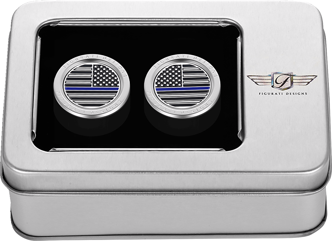 Figurati Blue Line USA Flag Short Magnetic Docking Hardware Covers for Harley
