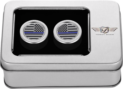 Figurati Blue Line USA Flag Short Magnetic Docking Hardware Covers for Harley