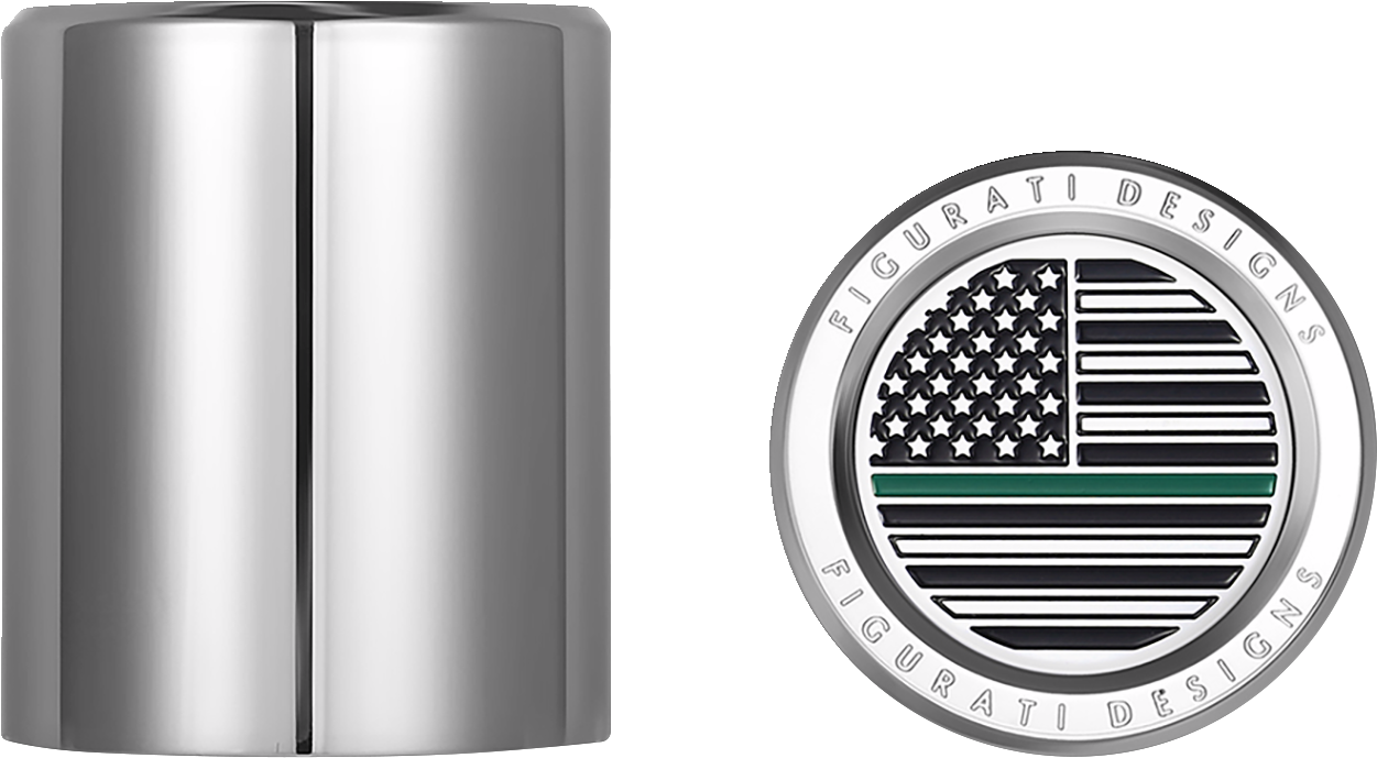 Figurati Green Line USA Flag Short Magnetic Docking Hardware Covers for Harley