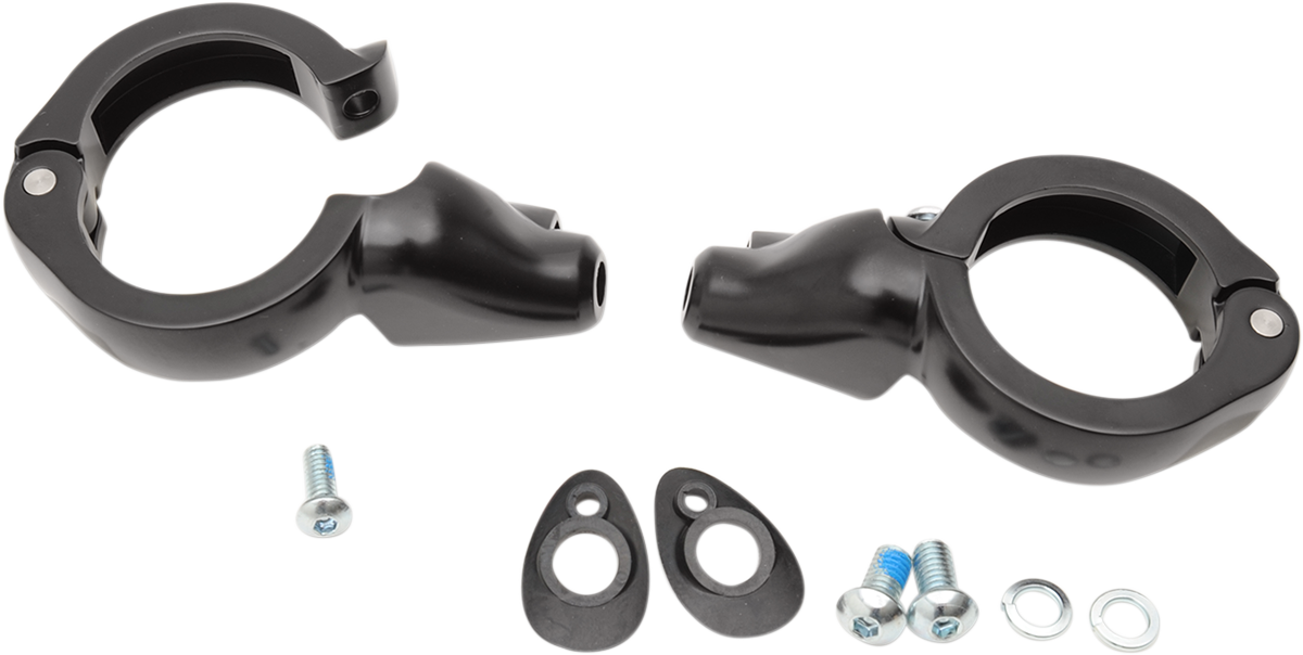 Drag Specialties Gloss Black Front 49mm Fork Turn Signal Mount Kit for Harley