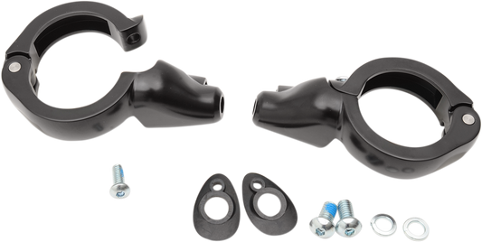 Drag Specialties Gloss Black Front 49mm Fork Turn Signal Mount Kit for Harley