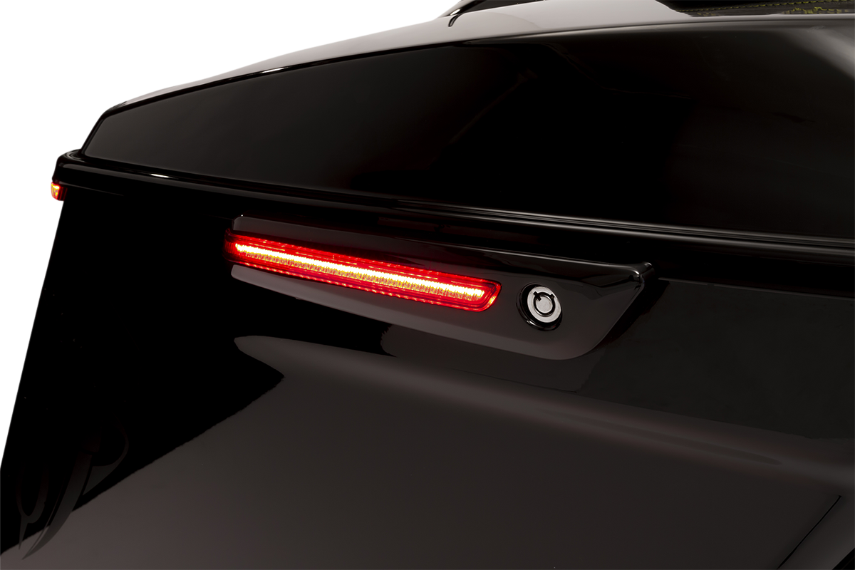 Ciro Black Red LED Saddlebag Hinge Latch Covers 2014-2024 Harley Touring Models