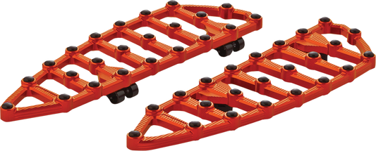 Arlen Ness Anodized Orange MX Driver Aluminum Floorboards for 1980-2024 Harley